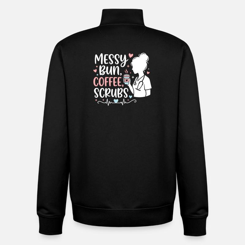 Messy Bun Coffee Scrubs Krankenschwester - Unisex Organic Zip Sweatshirt von Stanley/Stella - Schwarz