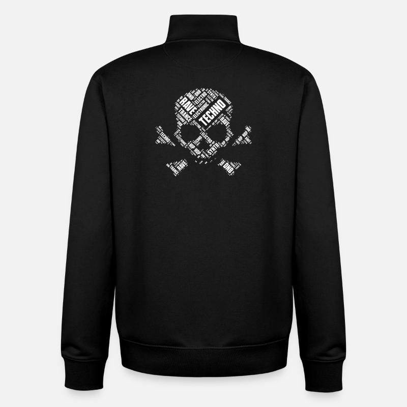 Techno Skull Wordcloud - Unisex Organic Zip Sweatshirt by Stanley/Stella - black