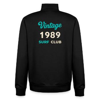 Vintage 1989 Surf Club Retro Birth Year Gift - Unisex Organic Zip Sweatshirt by Stanley/Stella - black - Back - AI Model Male 185 light (185cm)