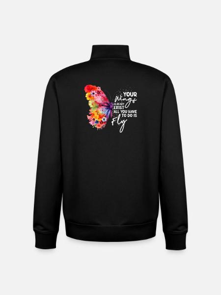 Inspiring butterfly fan graphic - Unisex Organic Zip Sweatshirt by Stanley/Stella - black