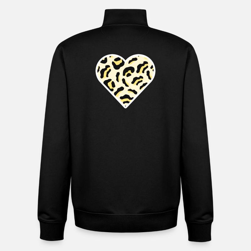 Classic Leopard Print Heart - Unisex Organic Zip Sweatshirt by Stanley/Stella - black
