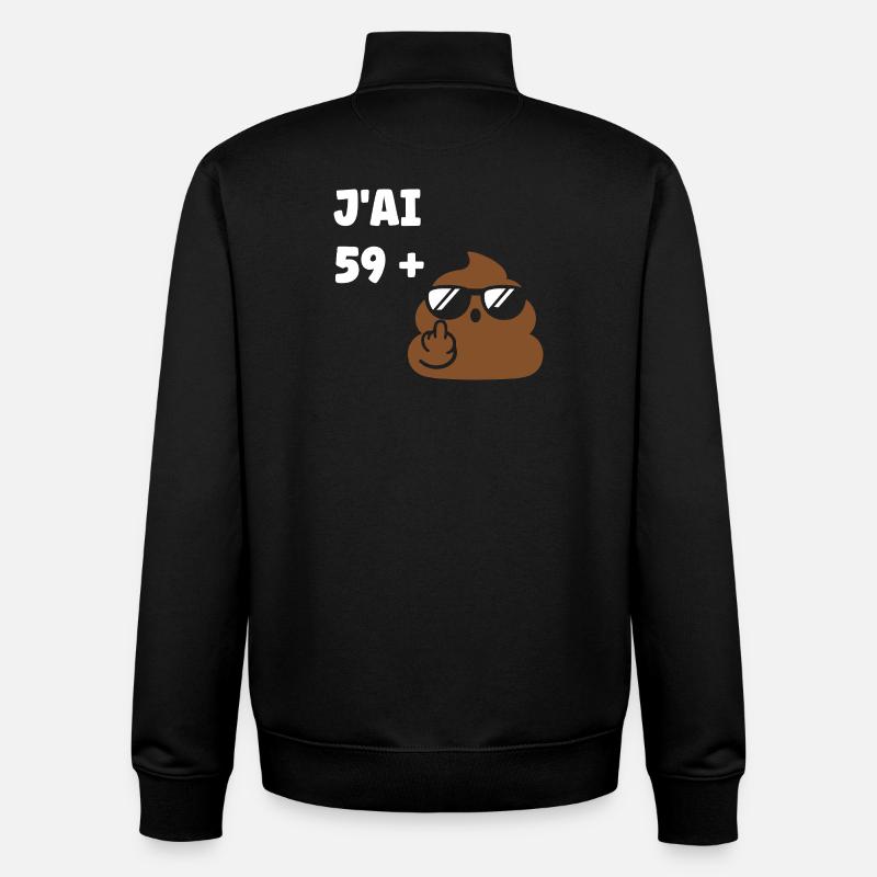 59 ans plus 1 - Sweat zippé unisexe en coton bio Stanley/Stella - noir