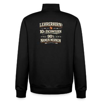 Lehrerhirn - Lustiges Lehrer Geschenk Vintage - Unisex Organic Zip Sweatshirt von Stanley/Stella - Schwarz - Hinten - AI Model Male 185 light (185cm)