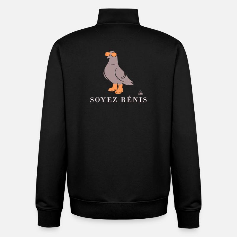 Pigeon Soyez Bénis Orange - Sweat zippé unisexe en coton bio Stanley/Stella - noir