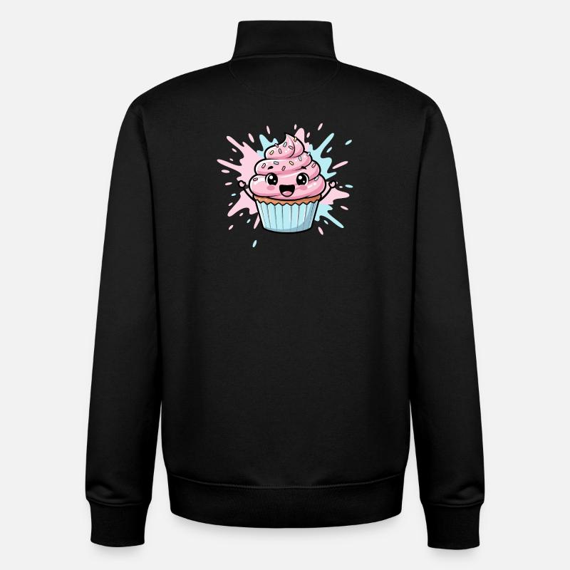 Illustration de cupcakes Kawaii - Sweat zippé unisexe en coton bio Stanley/Stella - noir