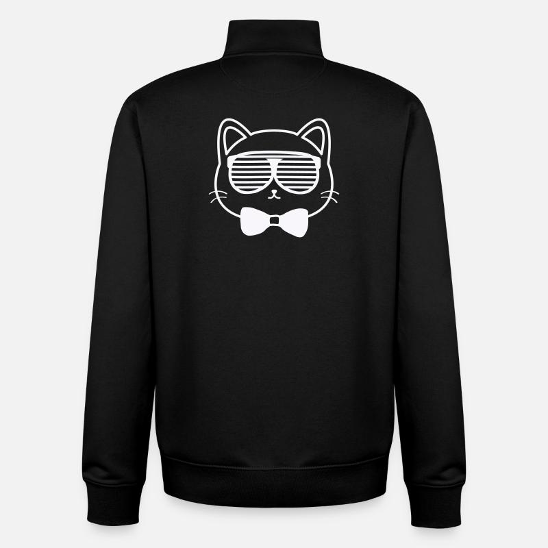 Sun cat with bow tie - Unisex Organic Zip Sweatshirt by Stanley/Stella - black