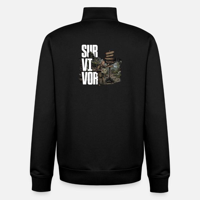 Survivant - Sweat zippé unisexe en coton bio Stanley/Stella - noir
