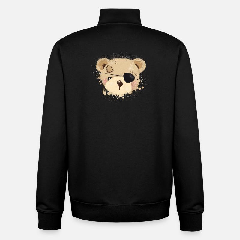 Teddy with eye patch - Unisex Organic Zip Sweatshirt by Stanley/Stella - black