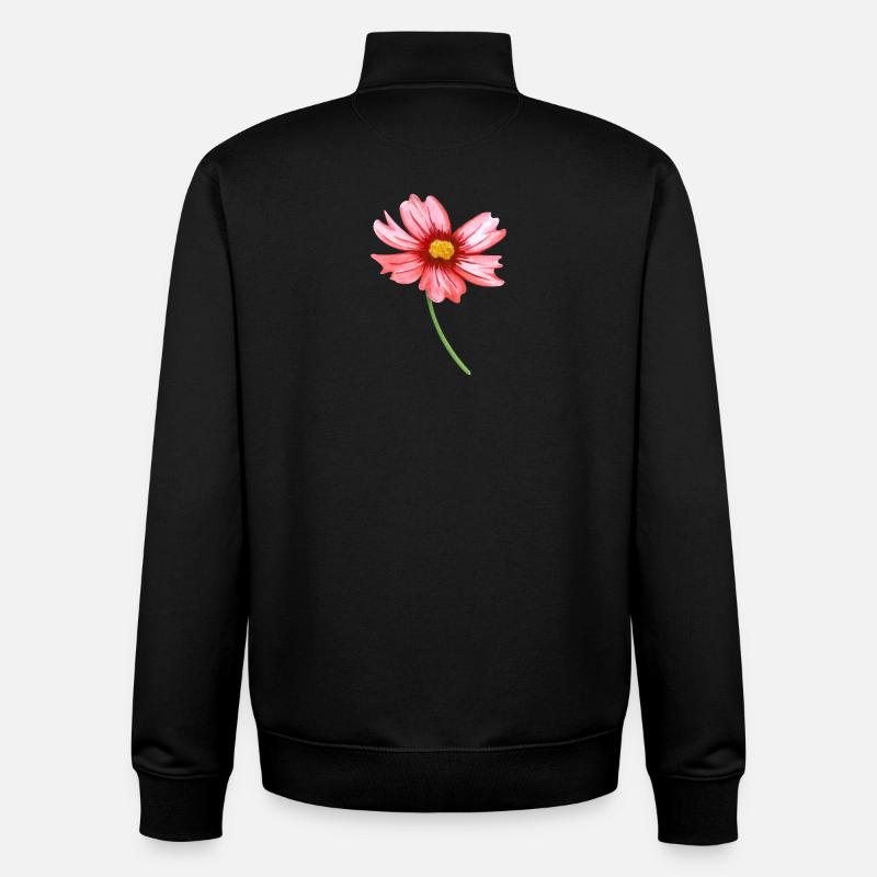 fleur - Sweat zippé unisexe en coton bio Stanley/Stella - noir