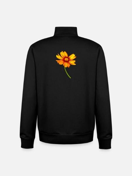 fleur - Sweat zippé unisexe en coton bio Stanley/Stella - noir