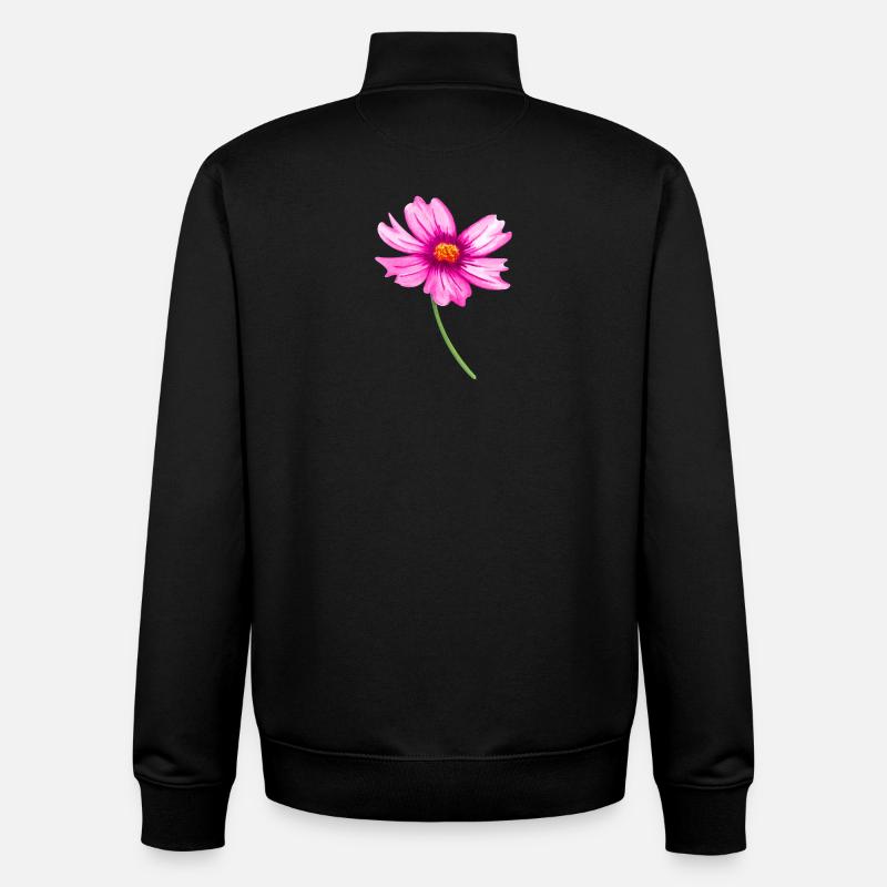 fleur - Sweat zippé unisexe en coton bio Stanley/Stella - noir