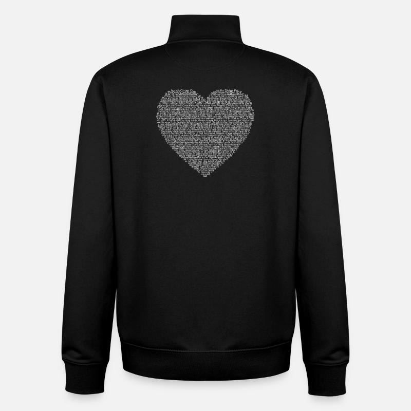 Texte Impression Collage Cœur - Sweat zippé unisexe en coton bio Stanley/Stella - noir