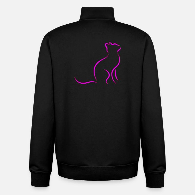 cat - Unisex Organic Zip Sweatshirt by Stanley/Stella - black