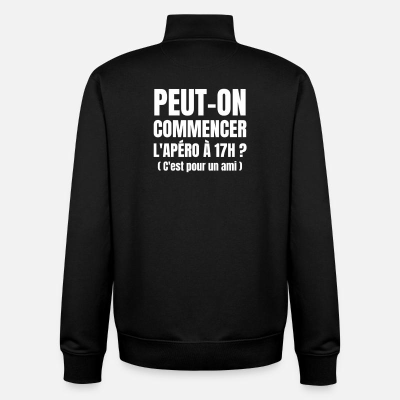 apéritif, apéritif humour, apéro - Sweat zippé unisexe en coton bio Stanley/Stella - noir
