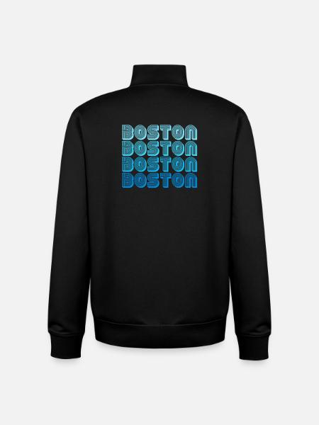 Boston Repeat Pattern Blue Gradient - Unisex Organic Zip Sweatshirt by Stanley/Stella - black