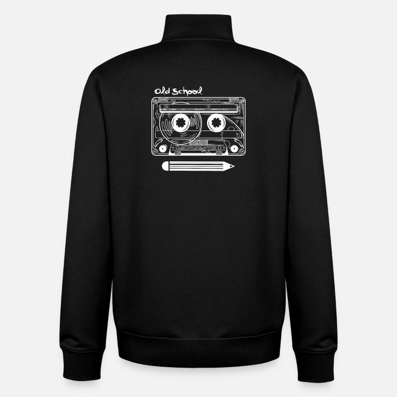 Cassette rétro et stylo - Sweat zippé unisexe en coton bio Stanley/Stella - noir