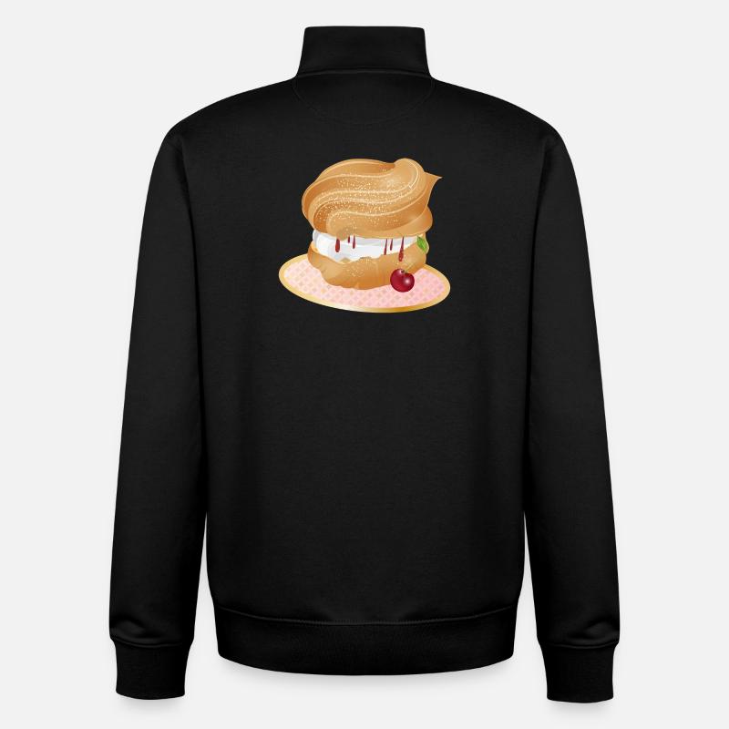 Mit Sahne und Kirsche gefüllter Windbeutel - Unisex Organic Zip Sweatshirt von Stanley/Stella - Schwarz