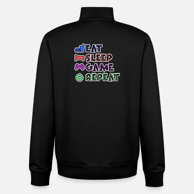 Eat Sleep Game Repeat - Unisex Organic Zip Sweatshirt von Stanley/Stella - Schwarz