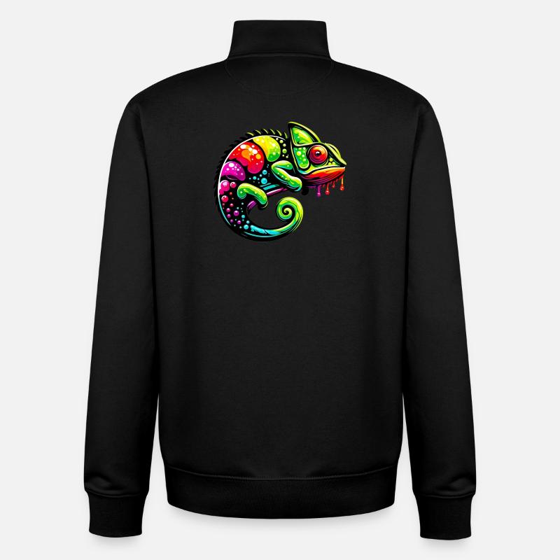 Caméléon - Sweat zippé unisexe en coton bio Stanley/Stella - noir