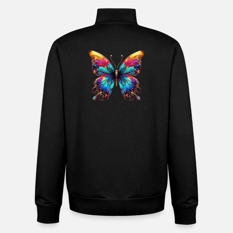 Papillon - Sweat zippé unisexe en coton bio Stanley/Stella - noir