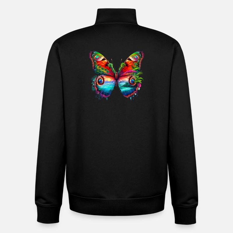 Papillon - Sweat zippé unisexe en coton bio Stanley/Stella - noir