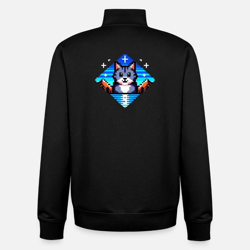 Pixel Cat - Unisex Organic Zip Sweatshirt von Stanley/Stella - Schwarz
