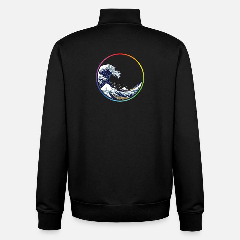 Rainbow Wave Circle - Unisex Organic Zip Sweatshirt by Stanley/Stella - black