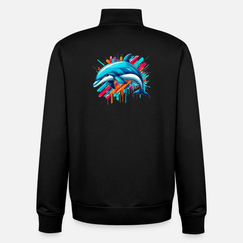 Dauphin - Sweat zippé unisexe en coton bio Stanley/Stella - noir