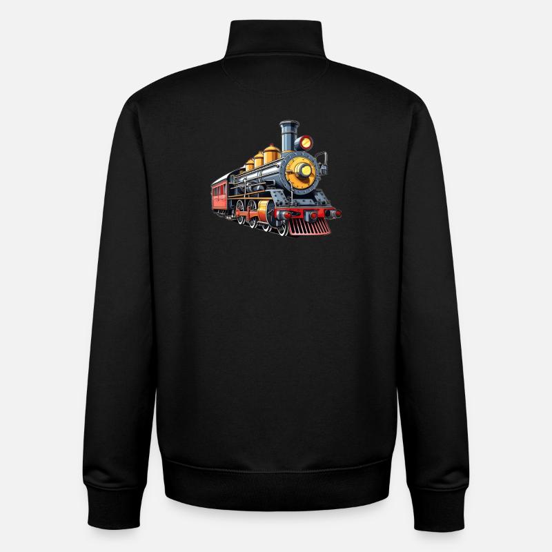 Dampfzug Cartoon Nostalgie - Unisex Organic Zip Sweatshirt von Stanley/Stella - Schwarz