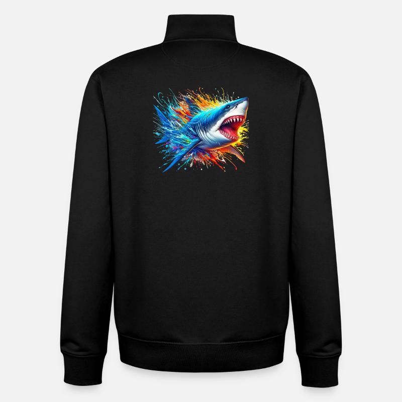 Requin - Sweat zippé unisexe en coton bio Stanley/Stella - noir