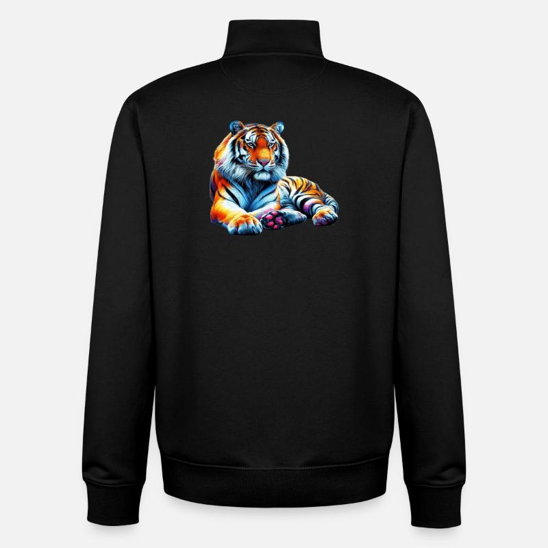 Tigre - Sweat zippé unisexe en coton bio Stanley/Stella - noir