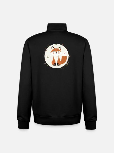 Smiling Fox – Playful Nature Illustration - Unisex Organic Zip Sweatshirt by Stanley/Stella - black