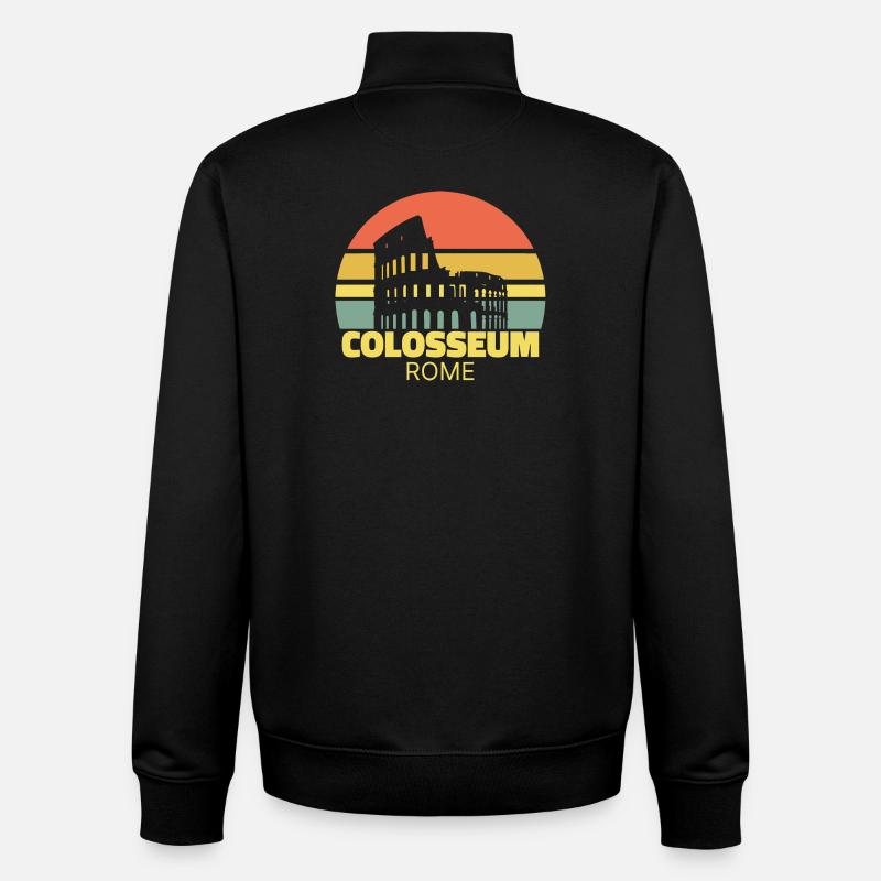 Colisée Rome Silhouette Rétro - Sweat zippé unisexe en coton bio Stanley/Stella - noir