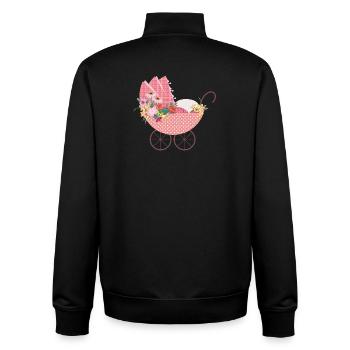Playful Flower Stroller – Romantic Motif - Unisex Organic Zip Sweatshirt by Stanley/Stella - black - Back - AI Model Male 185 light (185cm)