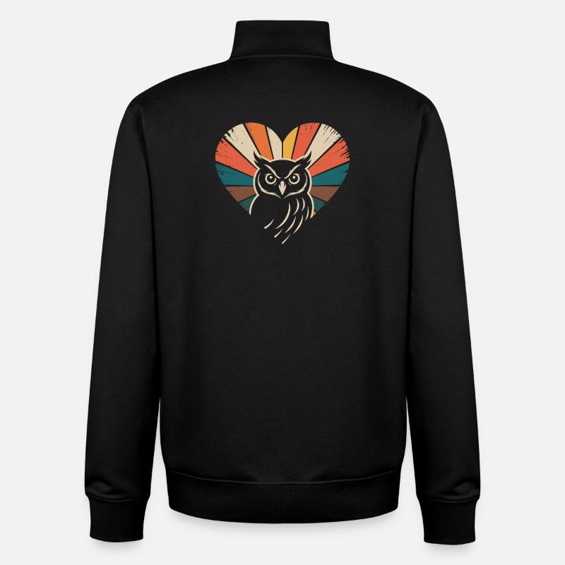 Herz mit Eule im Retro-Stil - Unisex Organic Zip Sweatshirt von Stanley/Stella - Schwarz