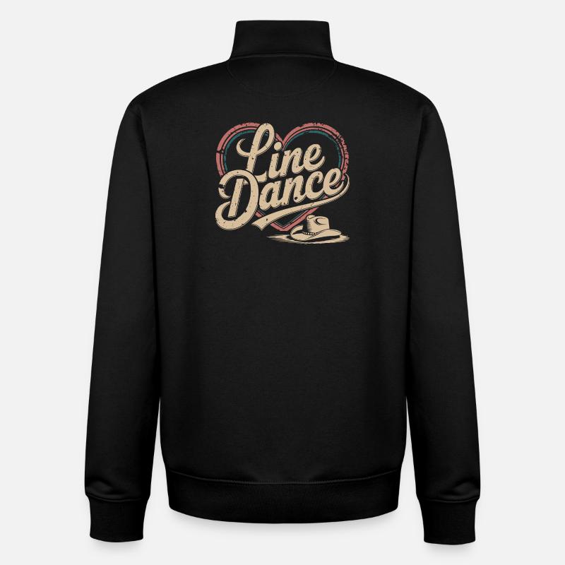 Line Dance Heart Retro Design - Unisex Organic Zip Sweatshirt by Stanley/Stella - black