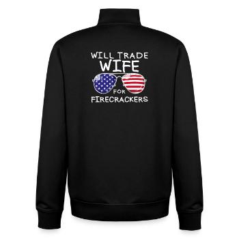 Swap Woman for Men's Fireworks on the 4th of July - Unisex Organic Zip Sweatshirt by Stanley/Stella - black - Back - AI Model Male 185 light (185cm)