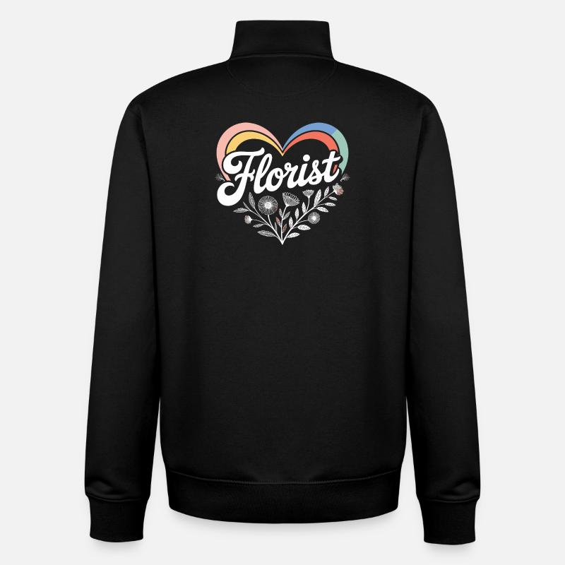 Fleuriste Coeur Design - Sweat zippé unisexe en coton bio Stanley/Stella - noir