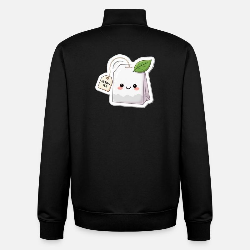 Kawaii Kräutertee Beutel Illustration - Unisex Organic Zip Sweatshirt von Stanley/Stella - Schwarz