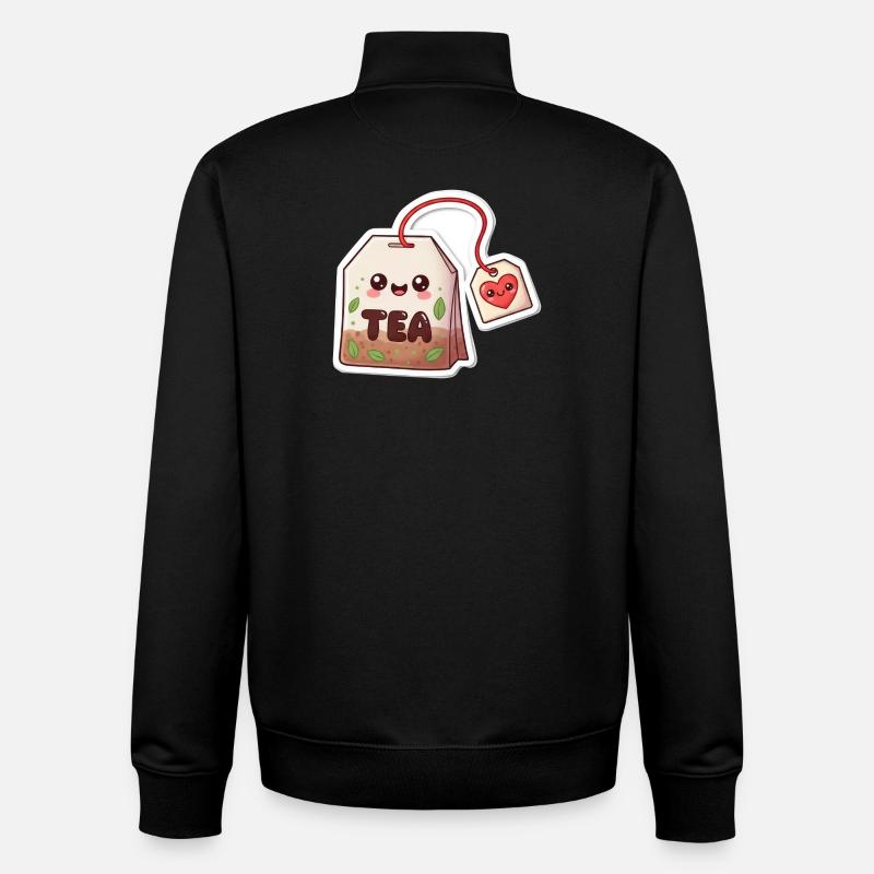 Kawaii Teebeutel Herzdesign - Unisex Organic Zip Sweatshirt von Stanley/Stella - Schwarz