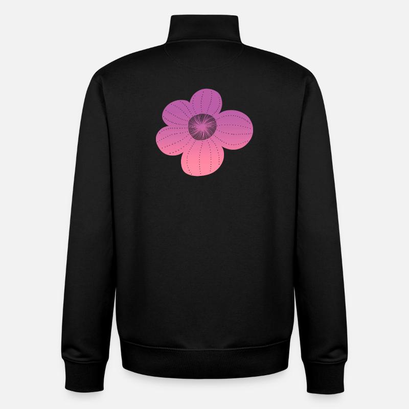 Fleur bohème - Sweat zippé unisexe en coton bio Stanley/Stella - noir