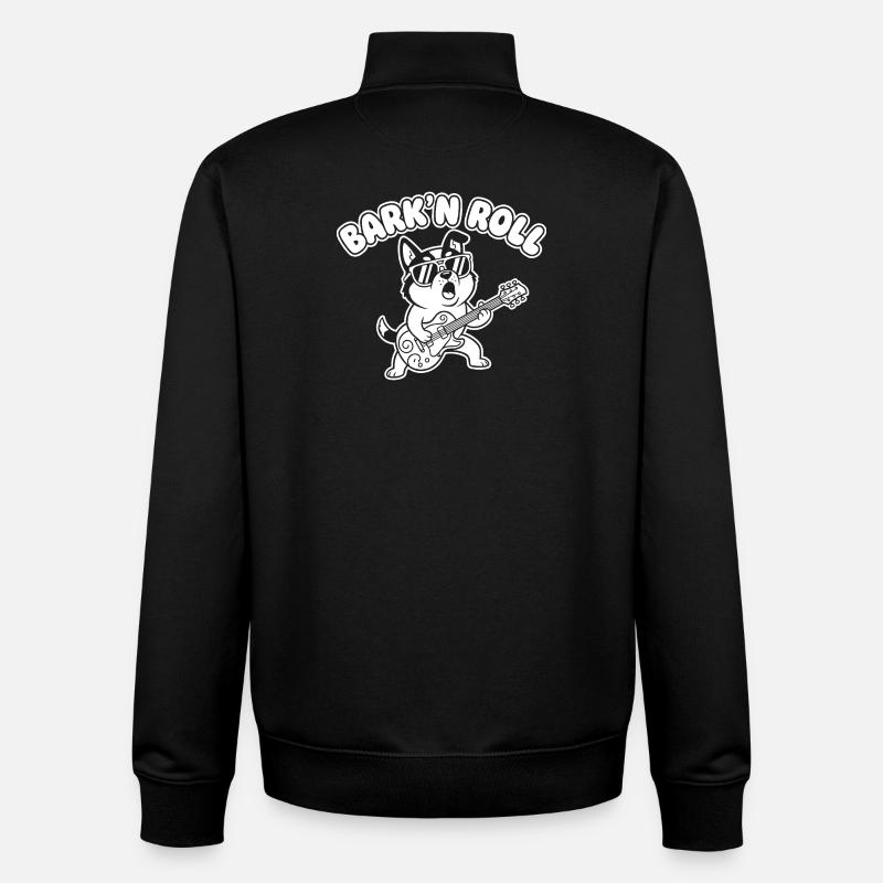 Barkin Roll Dog with Guitar - Unisex Organic Zip Sweatshirt by Stanley/Stella - black