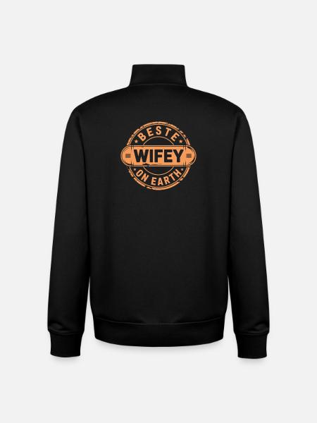 Best Wifey Gift Valentine's Day - Unisex Organic Zip Sweatshirt by Stanley/Stella - black