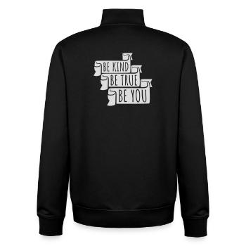 Be Kind Be True Be You Inspirierend Selbstliebe - Unisex Organic Zip Sweatshirt von Stanley/Stella - Schwarz - Hinten - AI Model Male 185 light (185cm)