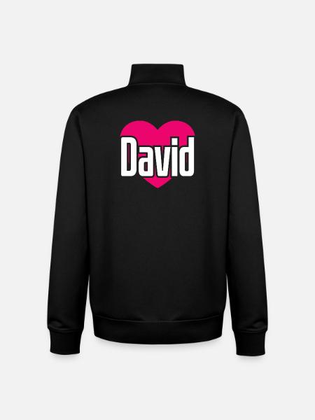 J’aime David Coeur rose J’aime David - Sweat zippé unisexe en coton bio Stanley/Stella - noir