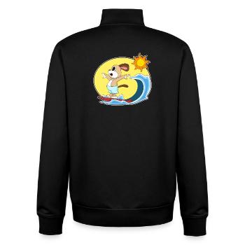 Hund Surfen Surfbrett Sommer - Unisex Organic Zip Sweatshirt von Stanley/Stella - Schwarz - Hinten - AI Model Male 185 light (185cm)