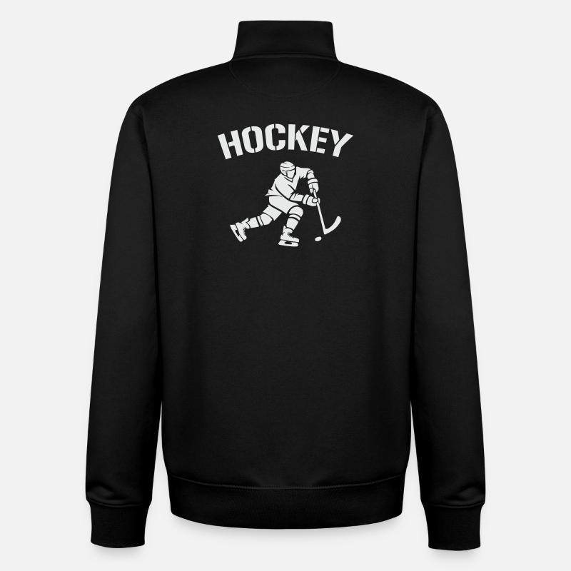 Hockey-Silhouette: Eiszeit auf dem Eis - Unisex Organic Zip Sweatshirt by Stanley/Stella - black