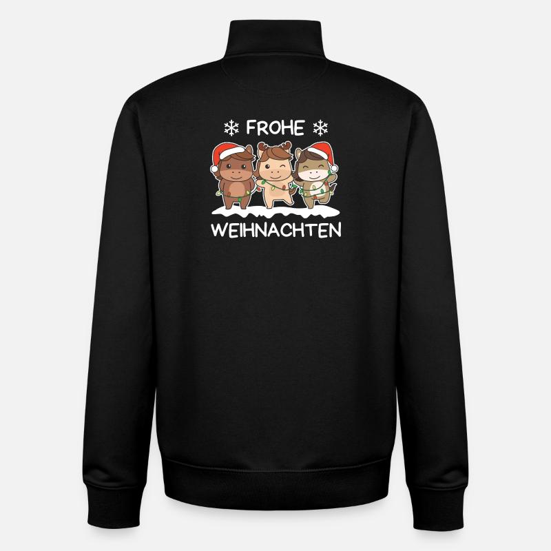 Frohe Weihnachten Pferd Heiligabend Pferde - Unisex Organic Zip Sweatshirt von Stanley/Stella - Schwarz