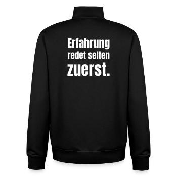 Erfahrung redet selten zuerst - Unisex Organic Zip Sweatshirt von Stanley/Stella - Schwarz - Hinten - AI Model Male 185 light (185cm)