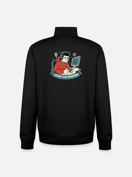 Lagging is my superpower - Unisex Organic Zip Sweatshirt by Stanley/Stella - black